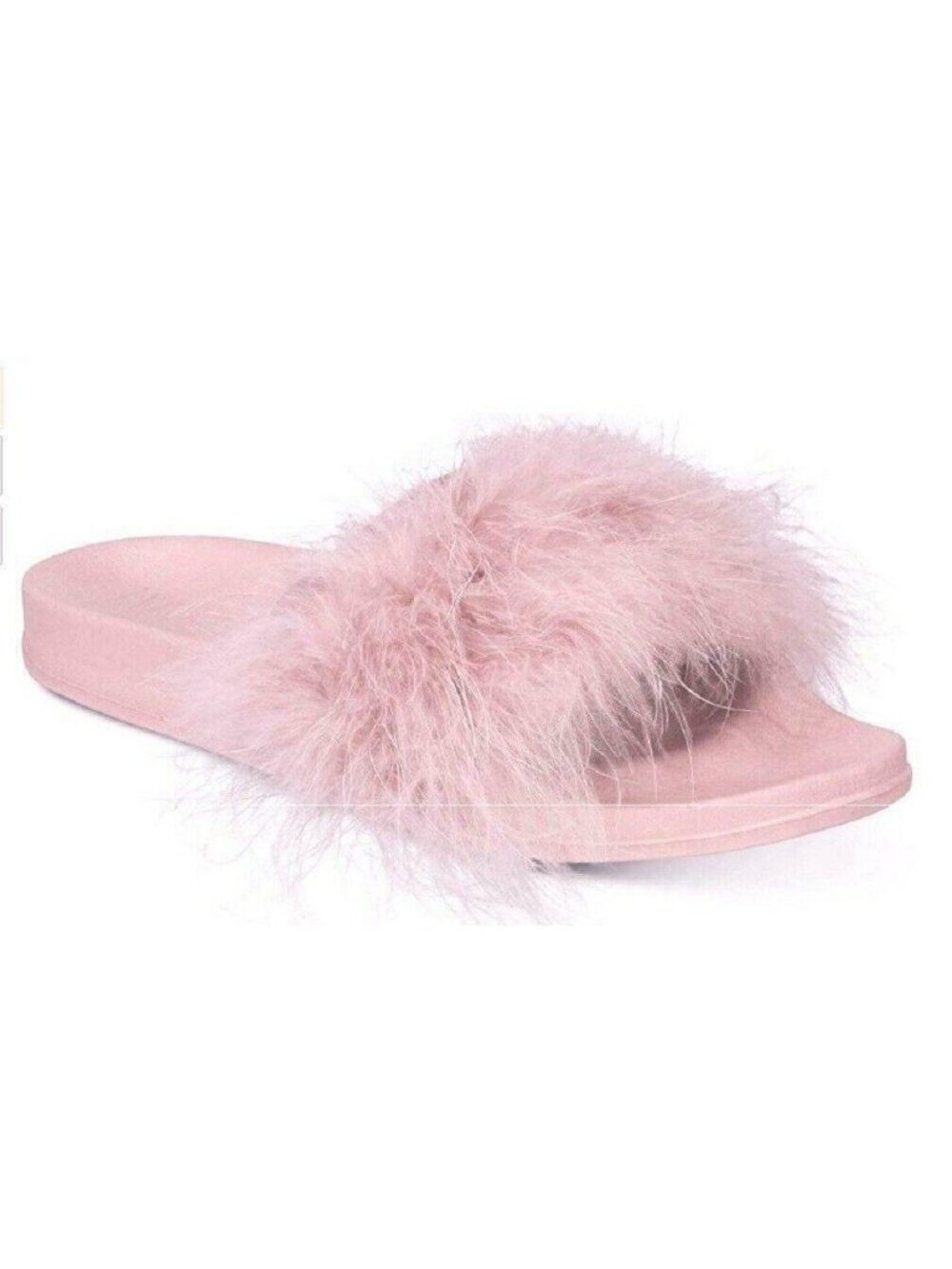 INC International Concepts Women's Faux-Marabou Slide Slippers, Pink, Sz. XL